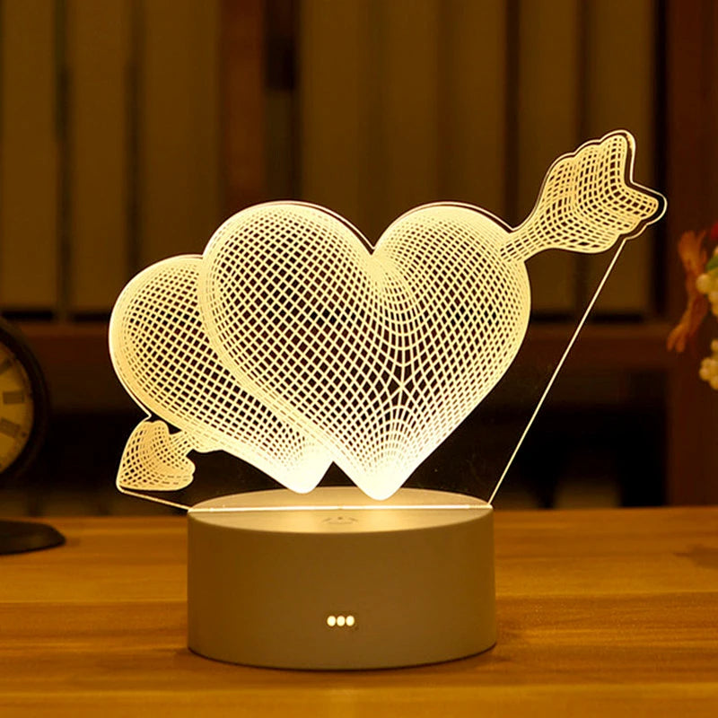 Romantic Love 3D Led Lamp for Home Kids Children'S Night Light Wedding Decoration Birthday Party Valentine'S Day Bedside Lamp